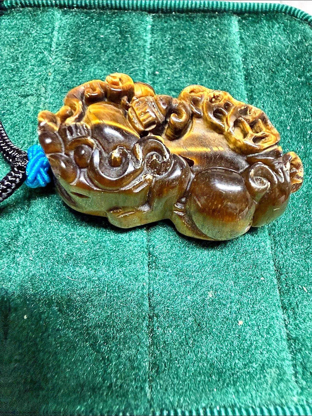 Carved pixiu Pendant Necklace in Brown tiger eye